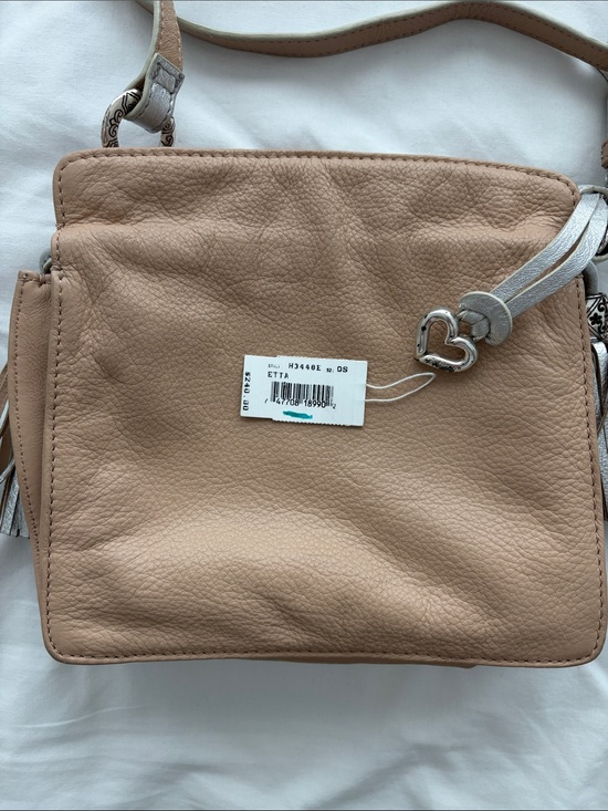 Brighton Handbags - Brighton Etta Tan Leather Crossbody with Silver Tassel Accents